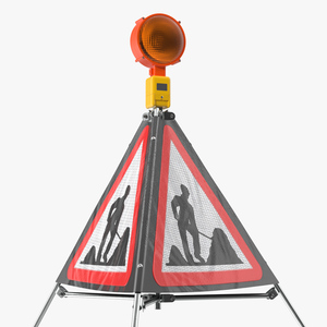 3D model Three Sided Traffic Sign Road Works