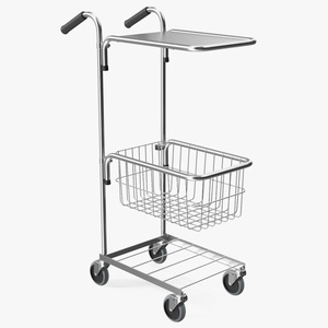 3D Chrome Mini Trolley with Shelf and Basket