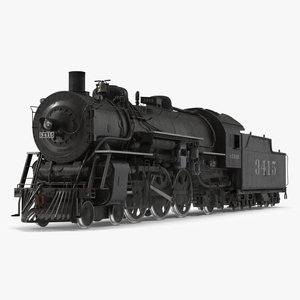 3D model Vintage Steam Locomotive ATSF 3415 Rigged for Maya