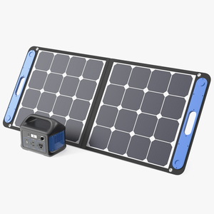 Outdoor Power Storage with Foldable Solar Panel 3D