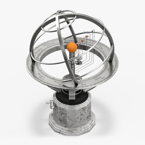 Silver Solar System Orrery with Marble Base Rigged for Maya 3D model