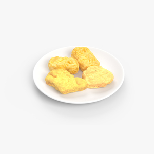 Nuggets on White Plate 3D