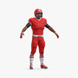 Red Uniform T-Pose American Football Players 3D model