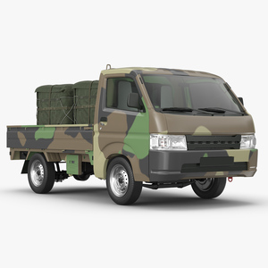 3D Flatbed Truck in Camouflage Coloring Loaded model