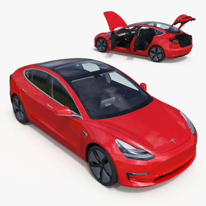 3D Tesla with Aero Wheel Cover Accessories Rigged