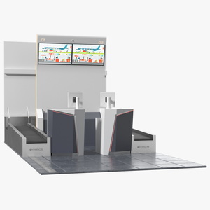 3D model Airport Counter Check-In Rigged for Cinema 4D