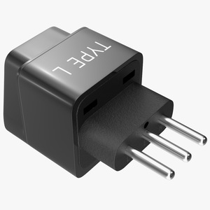 3D model Type L Universal Plug Adapter Black