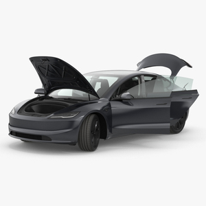 3D Tesla Model 3 2024 Stealth Grey Rigged model