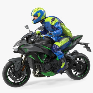 Motorcycle Racer with Sport Motorbike 3D