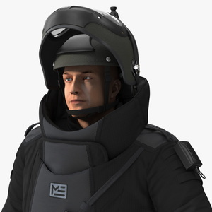 3D EOD 10 Bomb Suit Black Rigged for Cinema 4D model