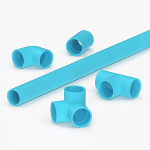 PVC Pipes and Fittings Blue 2.8D 3D