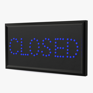 3D Classic Blue LED Sign Closed ON