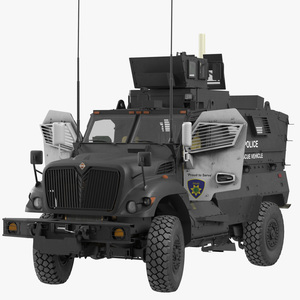 Police Vehicle MRAP International MaxxPro Rigged for Maya 3D