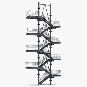 3D model Modular Fire Escape Black