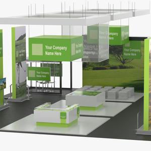 3D Trade Show Exhibition Booth Green model