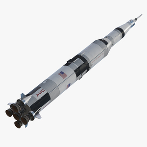 Three Stage Super Heavy Saturn V Rocket with Internal Parts 3D model