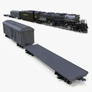 Locomotive Big Boy with Freight Train 3D