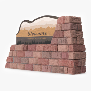 3D Park Entry Stone Marker model