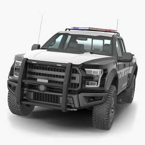 3D Police Pickup Truck Generic Simple Interior model