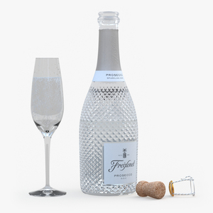 3D Freixenet Prosecco Sparkling Wine and Glass model