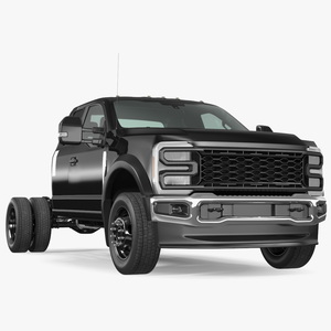 3D Pickup Chassis Cab Black Long Cab model