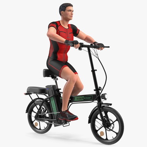 3D Black Colorway Electric Bike with Cyclist