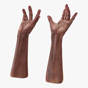 3D model Old African Man Hands 2 Pose 3