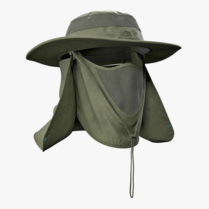 Outdoor Fishing Hat with Removable Neck Flap and Face Cover Mask 3D model