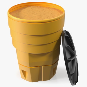 Yellow Opened Sand Barrel with Lid 3D model