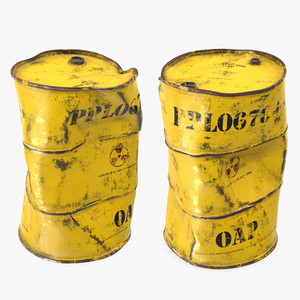 Damaged Radioactive Waste Barrel 3D