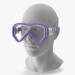 3D model Kids Snorkel Diving Mask Seage Purple on Mannequin