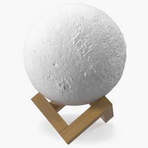 3D model Lamp Moon on Wooden Stand Light Off