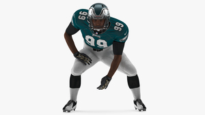 3D Philadelphia Eagles American Football Player Crouching Fur model