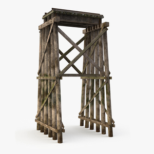 3D Wooden Trestle Bridge Structure