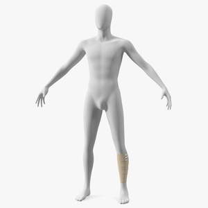 3D model Elastic Bandage Beige with Clamps Wrapped Around Leg on Mannequin