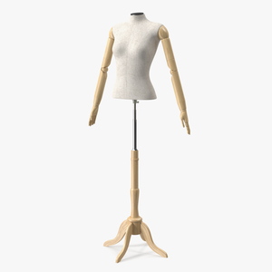 3D Female Flexible Half Body Mannequin Headless with Wooden Base