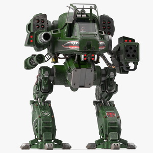 3D Shabby Sci-Fi Robot Dark Green with Pilot