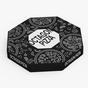3D Pizza Packaging Octagonal Black Rigged model