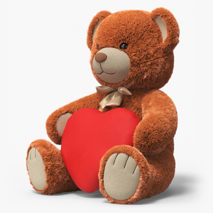 Teddy Bear Brown Holding Heart Fur 3D model