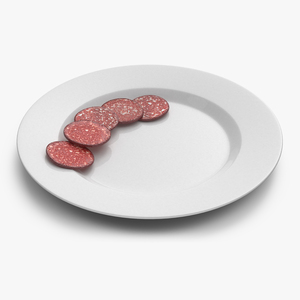 Raw Smoked Sausage on Plate 3D