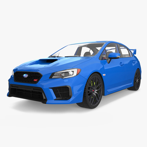 3D Subaru WRX STI 2021 Sedan Blue Simplified