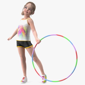 Sport Style Girl Child with Hoop Rigged 3D model