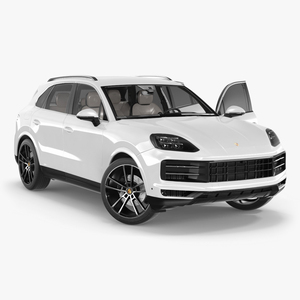 3D Porsche Cayenne 2024 Luxury SUV White Rigged for Maya model