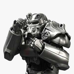 3D T 60 Power Armor Fallout with Rifle Rigged for Cinema 4D