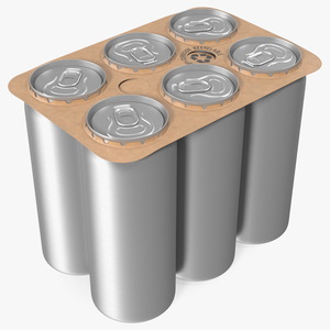 Beverage Packaging for 6 Pack Beer Cans 3D model