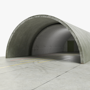 3D Empty Concrete Fighter Jet Hangar model