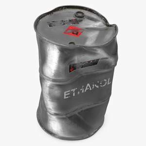 3D Damaged Ethanol Metal Barrel model