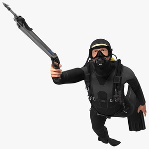 3D model Diver with Underwater Speargun