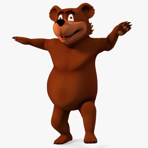 Funny Brown Bear Rigged for Maya 3D