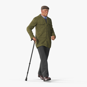 3D Walking Old Man with Stick